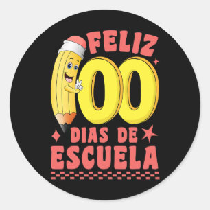 Feliz 100 Dias De Escuela Groovy 100 Tage Spanisch Runder Aufkleber