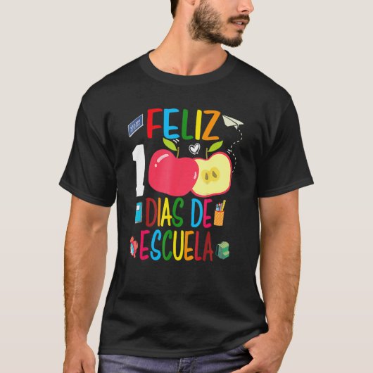 Feliz 100 Dias De Escuela Spanish Happy 100th Day T-Shirt (Vorderseite)