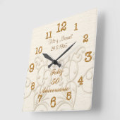 Feliz 50 Aniversario mit den Namen und Daten von C Quadratische Wanduhr (Winkel)