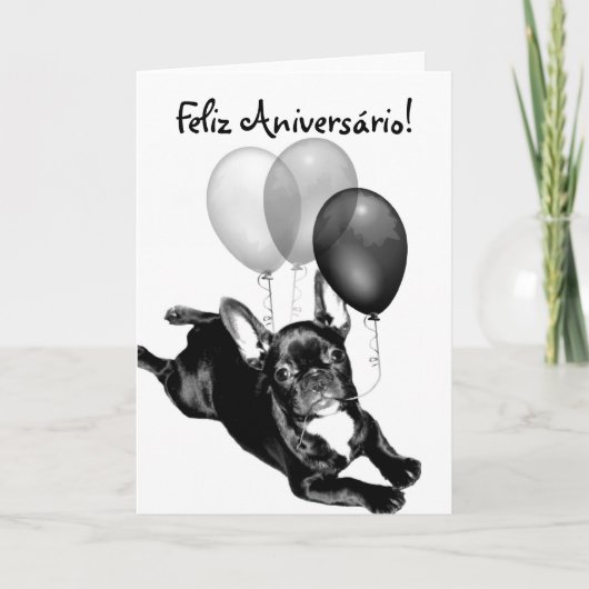 Feliz Aniversário Grußkarte französischer Karte (Vorderseite)