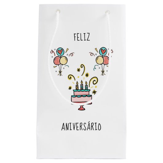 Feliz Aniversário | Happy Birthday Kleine Geschenktüte (Vorderseite)
