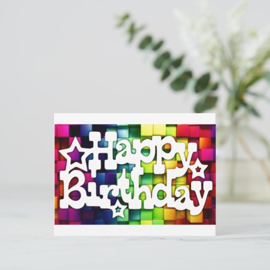 Feliz Aniversário - Happy Birthday Postkarte (Stehend Vorderseite)
