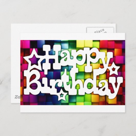 Feliz Aniversário - Happy Birthday Postkarte (Vorne/Hinten)