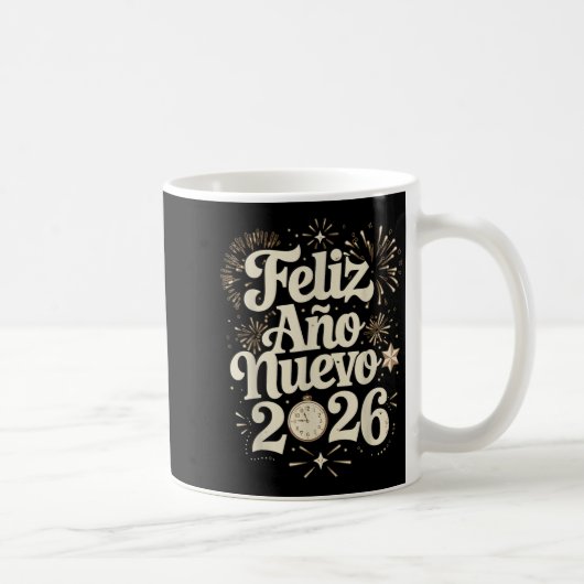 Feliz Año Nuevo 2026 Happy New Year Spanish Mexica Kaffeetasse (Rechts)