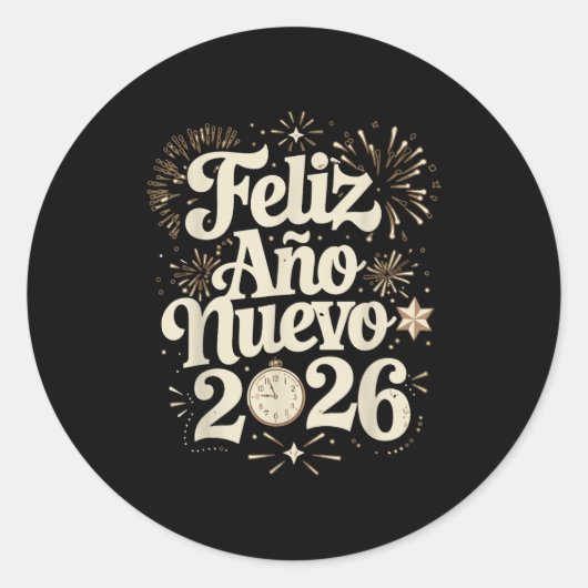 Feliz Año Nuevo 2026 Happy New Year Spanish Mexica Runder Aufkleber (Vorderseite)