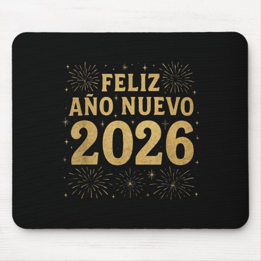 Feliz Año Nuevo 2026 Spanish New Year Gold Firewor Mousepad (Vorne)