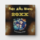 Feliz Año Nuevo Elegantes Calligrafy Script-Foto Fotoplatte (Vorderseite)