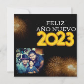Feliz Año Nuevo Modern Calligraphy Script Foto Karte (Vorderseite)