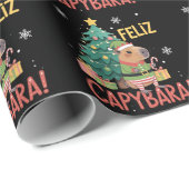 Feliz Capybara Elf Xmas Christmas Tree  Geschenkpapier (Rolleneckpunkt)