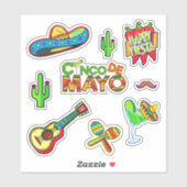 Feliz CINCO DE MAYO Fiesta Mexico Flag PACK Set Aufkleber (Blatt)