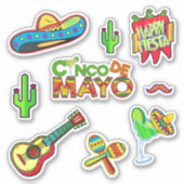 Feliz CINCO DE MAYO Fiesta Mexico Flag PACK Set Aufkleber (Vorderseite)