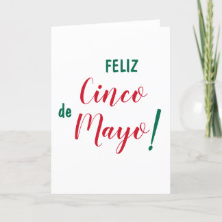 Feliz Cinco de Mayo Green White Script Brush Karte