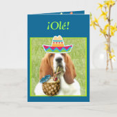 "¡ Feliz Cinco De Mayo!" Karte w/Basset u. (Gelbe Blume)