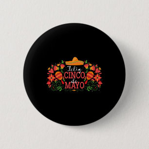 Feliz Cinco de Mayo mit Gitarre Cactus Sombrero Ma Button