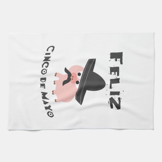 Feliz Cinco De Mayo - Schwein Geschirrtuch (Horizontal)