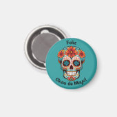 Feliz Cinco de Mayo! Zuckerschädel Magnet (Vorderseite/Rückseite)