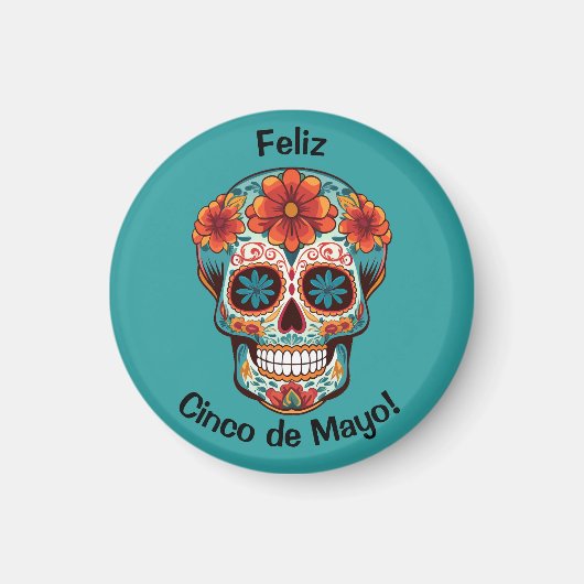 Feliz Cinco de Mayo! Zuckerschädel Magnet (Vorne)