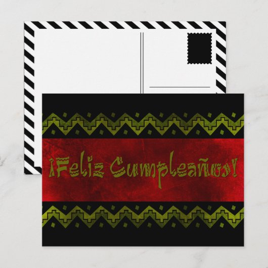 Feliz cumpleaños arriba postkarte (Vorne/Hinten)
