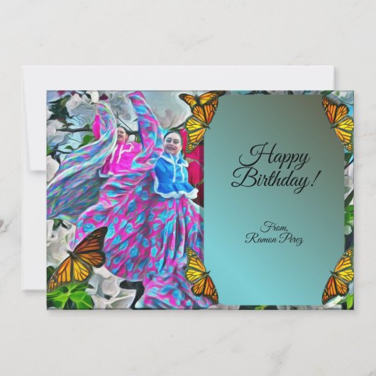 Feliz Cumpleanos Blume & Butterflies PV01 Karte (Rückseite)