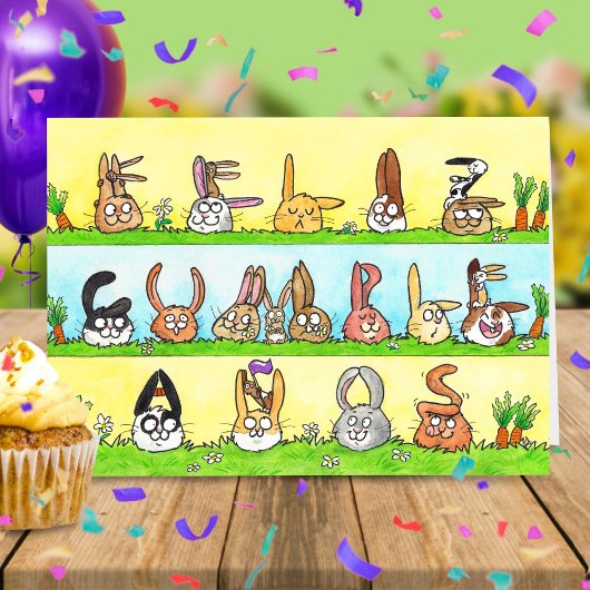 Feliz Cumpleaños Bunnies Grußkarte Dankeskarte