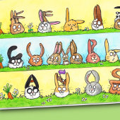 Feliz Cumpleaños Bunnies Grußkarte Dankeskarte