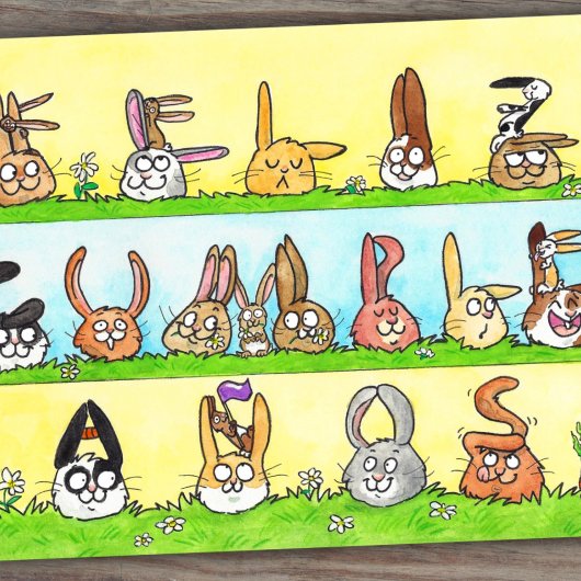 Feliz Cumpleaños Bunnies Postcard Postkarte