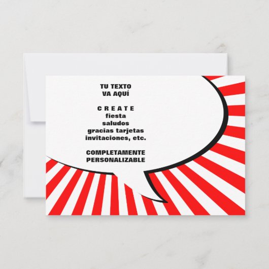 Feliz cumpleanos-Comic-Blase Einladung (Rückseite)