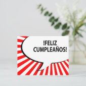 Feliz cumpleanos-Comic-Blase Postkarte (Stehend Vorderseite)