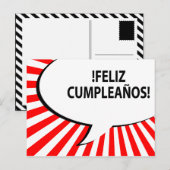 Feliz cumpleanos-Comic-Blase Postkarte (Vorne/Hinten)
