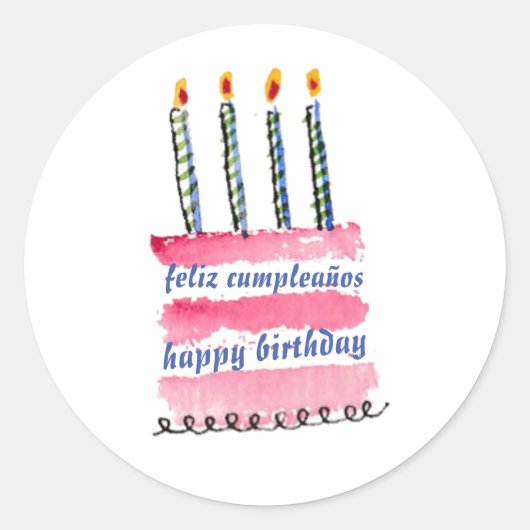 feliz cumpleaños con pastel y velas runder aufkleber (Vorderseite)