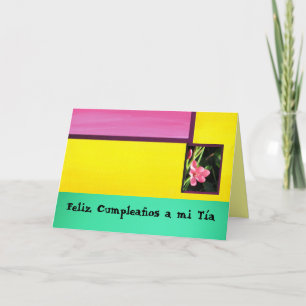 Feliz Cumpleaños ein MI Tía - rosa Blume Karte