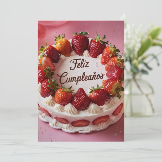 Feliz Cumpleaños Einladung (Stehend Vorderseite)