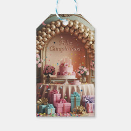 “Feliz Cumpleaños” Elegant Pink & Gold Birthday  Geschenkanhänger