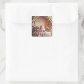 “Feliz Cumpleaños” Elegant Pink & Gold Birthday  Quadratischer Aufkleber (Tasche)