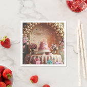 “Feliz Cumpleaños” Elegant Pink & Gold Birthday  Serviette (Beispiel)