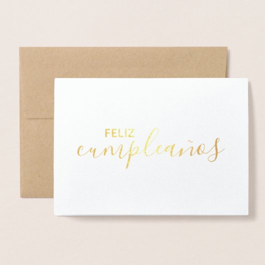 Feliz Cumpleaños Elegant Spanish Happy Birthday Folienkarte (Vorderseite mit Umschlag)