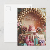 „Feliz Cumpleaños“ Elegantes Pink und Gold Geburts Postkarte (Vorne/Hinten)
