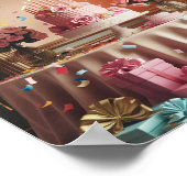 „Feliz Cumpleaños“ Elegantes Rosa & Gold Geburtsta Poster (Ecke)