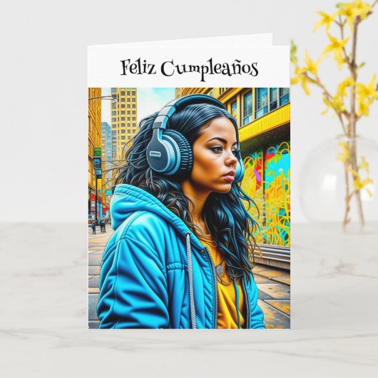 Feliz Cumpleaños Happy Birthday auf Spanisch Karte (Gelbe Blume)