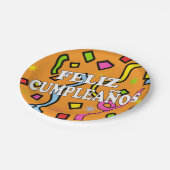 Feliz Cumpleanos Happy Birthday in Spanisch Pappteller (Schrägansicht)