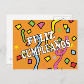 Feliz Cumpleaños Happy Birthday Postkarte (Vorne/Hinten)