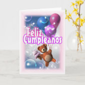 Feliz Cumpleanos Happy Birthday Teddy Bar Balloon Karte (Gelbe Blume)