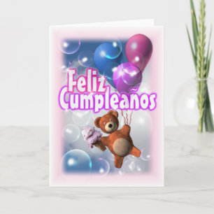 Feliz Cumpleanos Happy Birthday Teddy Bar Balloon Karte