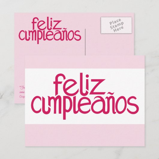 Feliz Cumpleaños Hot rosa Postkarte (Vorne/Hinten)