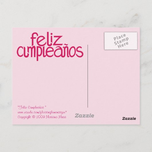 Feliz Cumpleaños Hot rosa Postkarte (Rückseite)