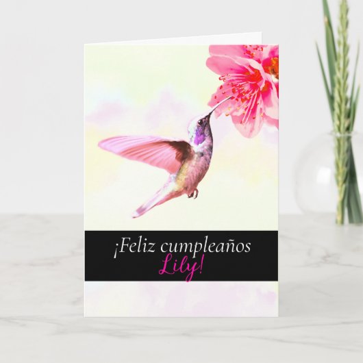 Feliz cumpleaños - Hummingbird Birthday Card Karte (Vorderseite)