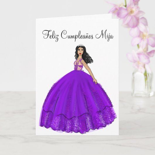 Feliz Cumpleaños Lila Quinceanera Geburtstag Karte (Orchidee)