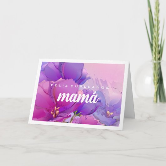 Feliz Cumpleaños Mamá. Blume Aquarellbilder Karte (Vorderseite)
