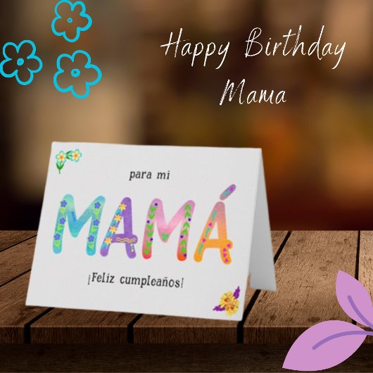 Feliz Cumpleaños Mamá Whimsical Briefe zum Geburts Karte