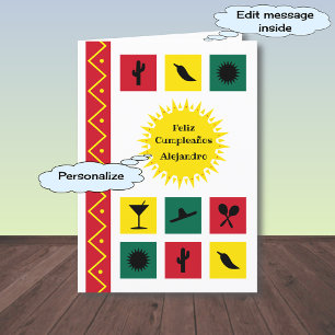 Feliz cumpleaños Mexican inspiriert Geburtstagskar Karte